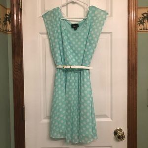 Mint Green Dress w/ White Polka Dots